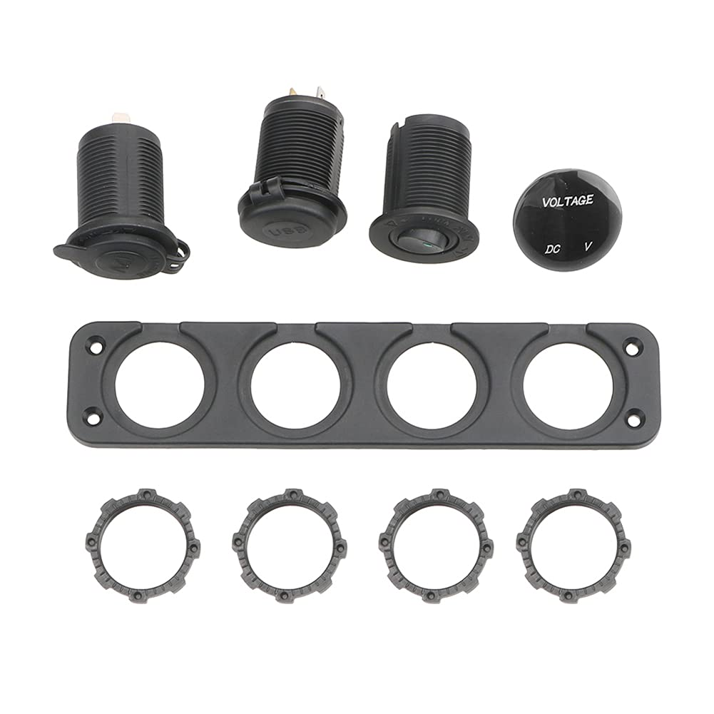 4 in 1 Charger Socket Panel, 2.1A&2.1A Dual USB Socket + LED Voltmeter + 12V Outlet + On-Off Toggle Switch 4In1 Control Panel for Car Boat Marine RV Truck Blue LED (Shipped from AU Warehouse) image number 5