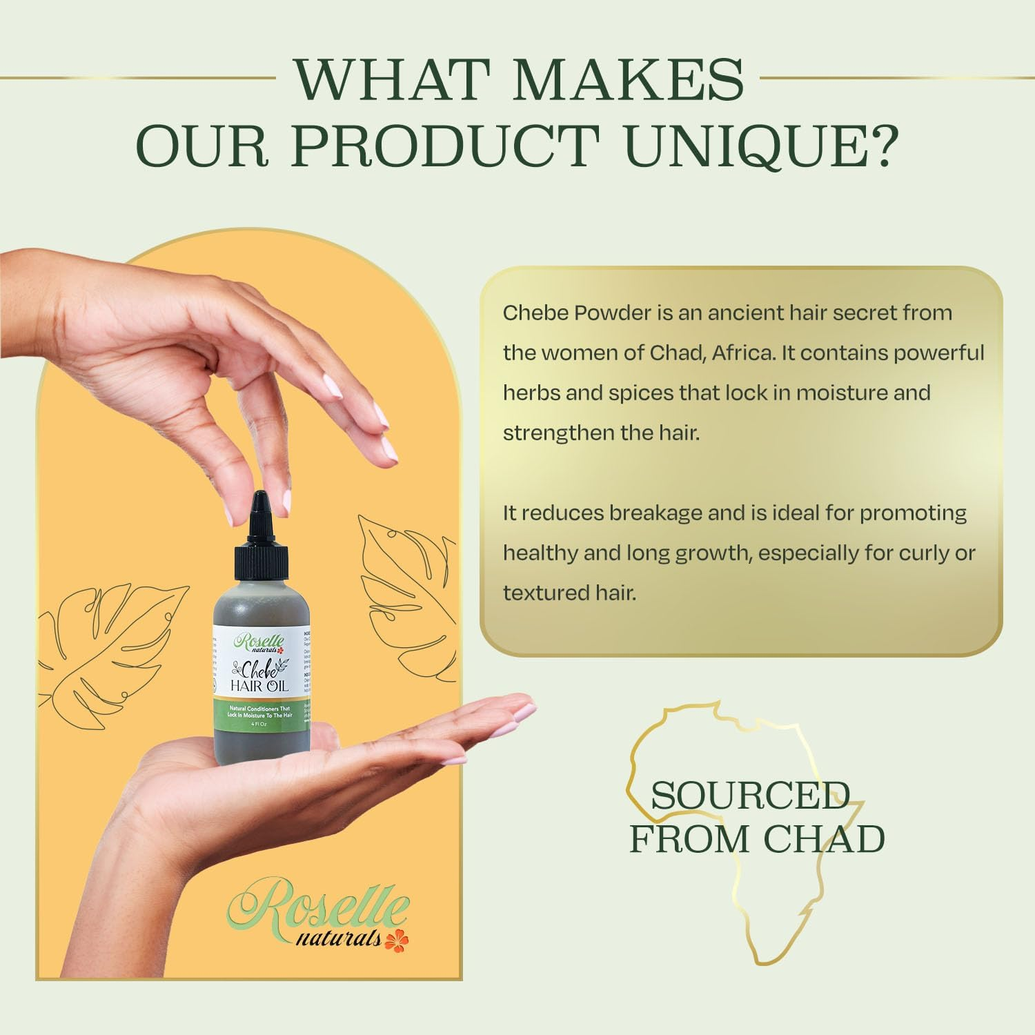 Roselle Naturals Chebe Oil for Hair Growth for Black Women, Chebe Oil Hair Growth Products Made in USA 4 Fl Oz - Chebe Powder Chebe Hair Grease for Stronger, Longer, Thicker Hair. image number 4