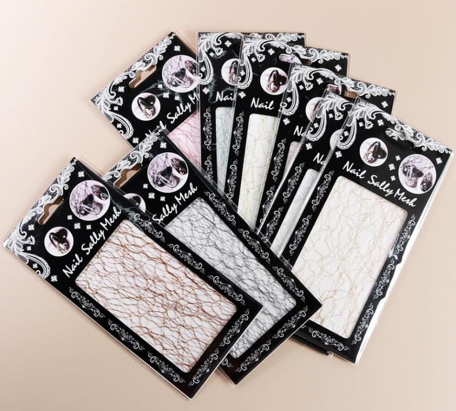 8 Color Nail Art Mesh Lace Decoration Set, Beauties Factory 3D Net Pattern Base Background Design image number 5