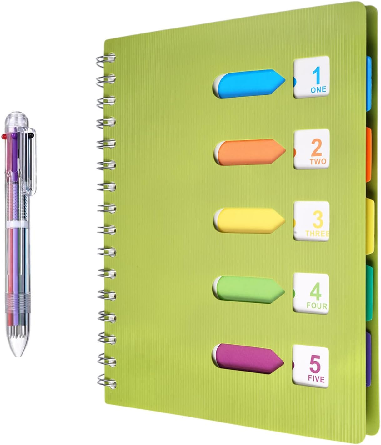 Spiral Notebook, A5 Notebook with Index, Notebooks with Pen, Hardcover Notebook, A5 Spiral Notebook, Journal Notebook, Spiral Journal, Subject Notebook for Work,Students, Office, Home,Writing Planner