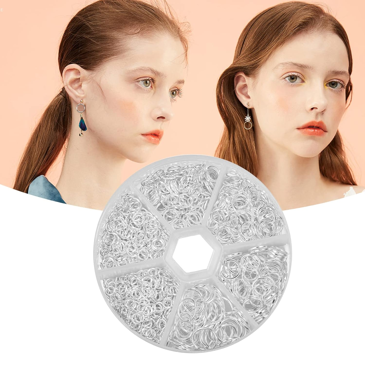 1000Pcs O Ring Connectors Metal Open Jump Rings Set Jump Rings for Jewelry Making Connectors (4Mm 5Mm 6Mm 7Mm 8Mm 10Mm)（Silver） - Green image number 5