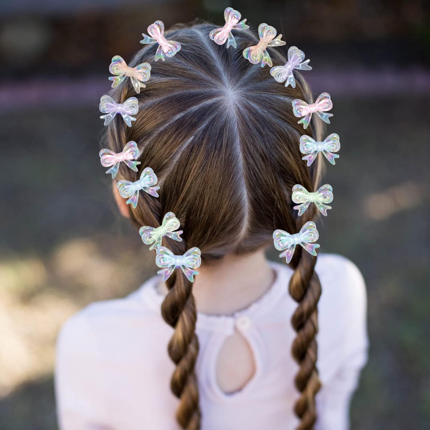 WUBAYI 18Pcs Bow Hair Clips Dazzling Cute Butterfly Hair Clips Cute Fairy Hair Clips for Children Clear Small Butterfly Baby Shatter Hair Clips, Suitable for Girls Teen Female Hair Accessories image number 5