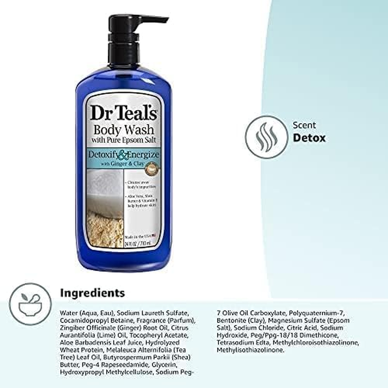 Dr. Teal'S Pure Epsom Salt Body Wash, Detox, 24 Fluid Ounce