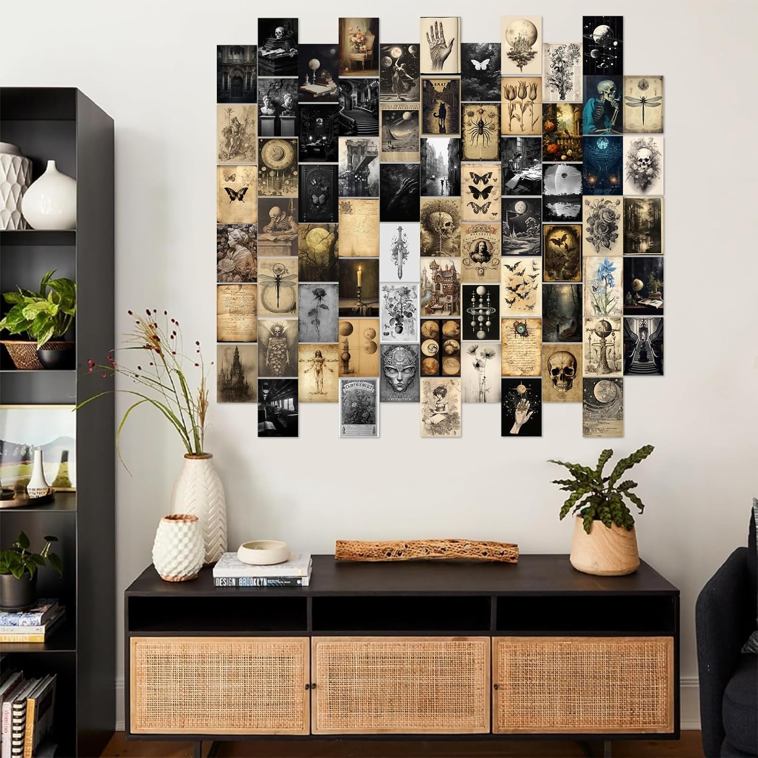 Dark Academia Wall Collage Kit, 70Pcs Dark Academia Wall Decor Vintage Poster, Retro Style Dark Aesthetic Room Decor, Light Academia Photo Collage Kit 4"X6" Aesthetic Picture, Gothic Home Decor For image number 5