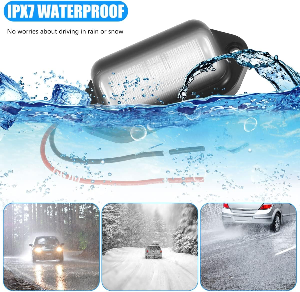 2Pcs Car Number Plate Lights 12V/24V 6 LED License Number Plate Light Waterproof LED Number Plate Lamp Step Courtesy Lights Dome Cargo Lights for Trailer Truck SUV Motorcycles Off-Road Trucks image number 6