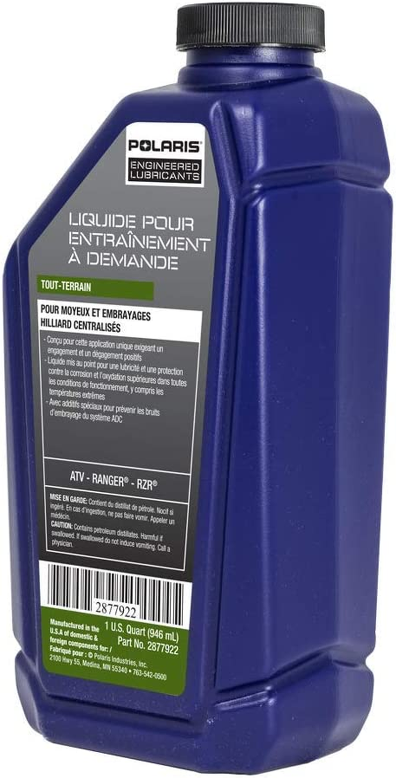 Polaris All-Season Demand Drive Fluid for Front Gearcase and Centralized Clutch, Fits All Ranger, General, ATV, ACE Models, Fits Specific RZR Models, All-Terrain Formula, 1 Quart - Part 2877922 image number 5