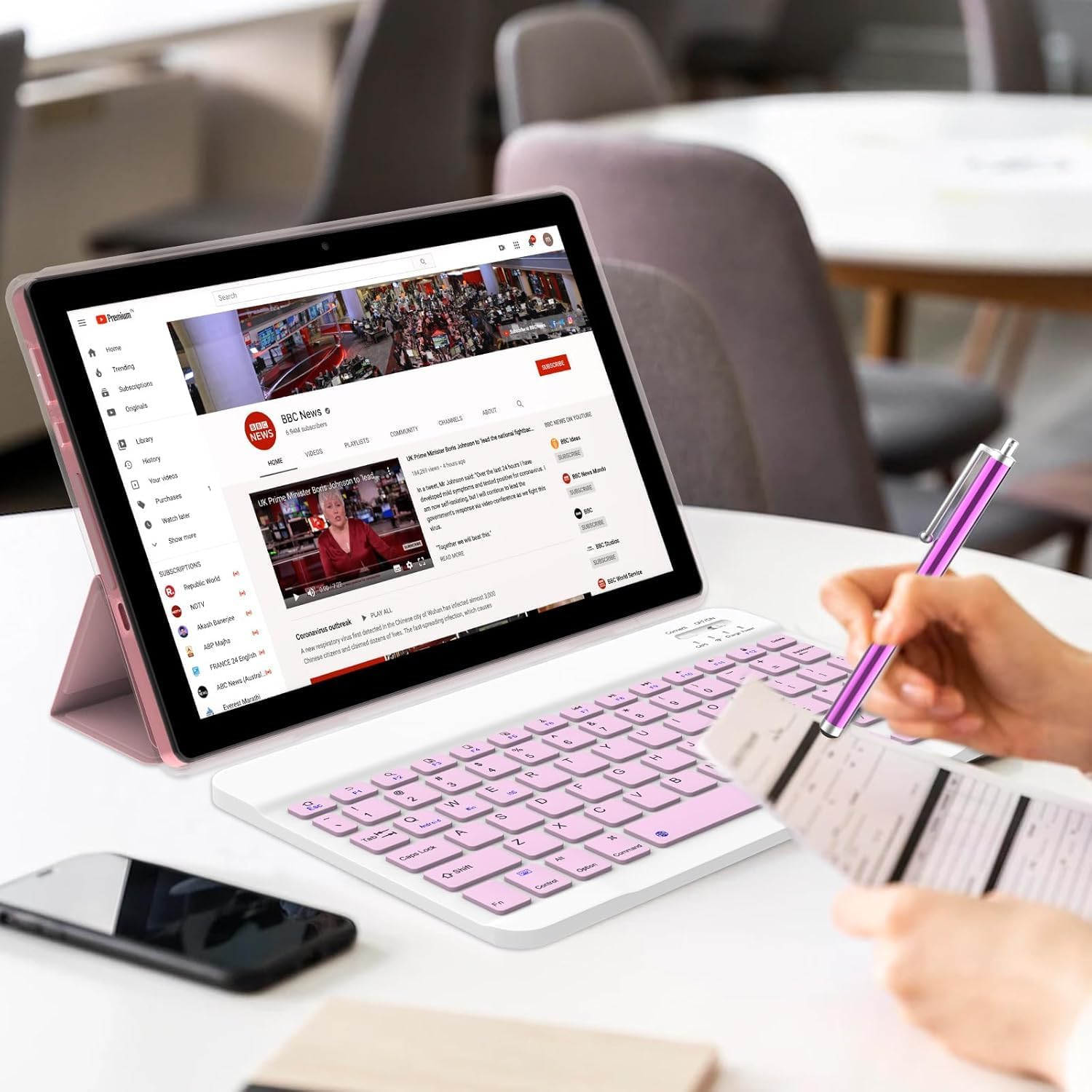 10 Inch Tablet 2 in 1 Tablets 10" Android 14 Tablets 8GB+64GB with Keyboard and Case Mouse Stylus Tableta Android Tabletas Computer 10.1 IPS HD Screen 2MP+8MP Dual Camera Wifi-6 BT 6000Mah Battery Tab