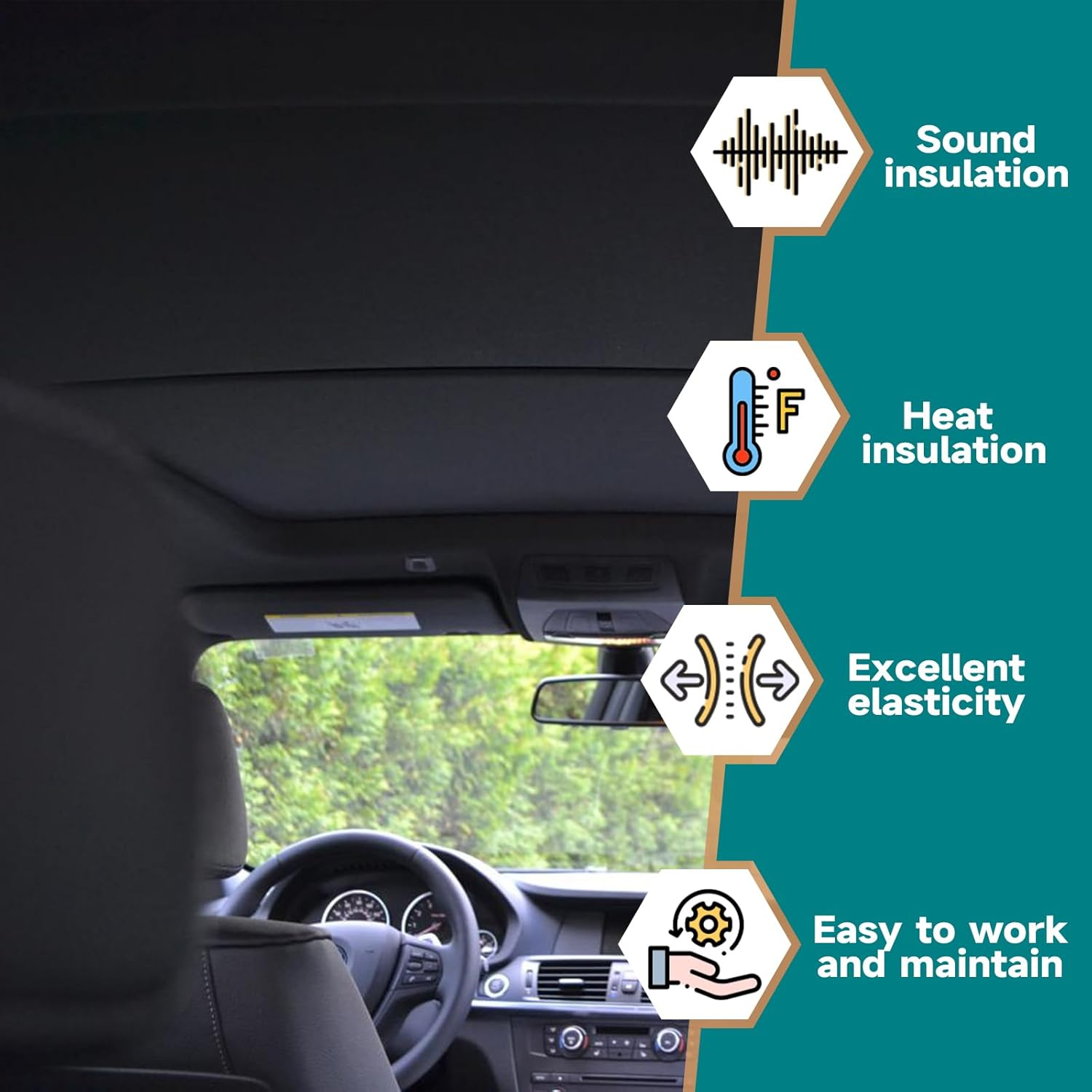 Uexplore-Oz Headliner Fabric - Flat Knit Headliner Roof Lining Mesh Type with 3Mm Foam Backing, Car Interior Replacement Headliner Material for Ute SUV RV Caravan Sedan Hatchback (Black, 1.5M &times; 2.4M) image number 3