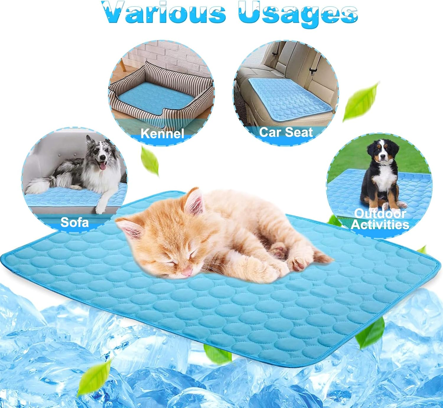 Keplde Dog Cooling Mat,Pet Cooling Mats for Dogs Cats Ice Silk Cooling Pet Bed Summer Dog Cooling Mat Small Sleeping Cat Cooling Pad Mat for Pets, Kids and Adults- Machine Washable(21" X 25") image number 1
