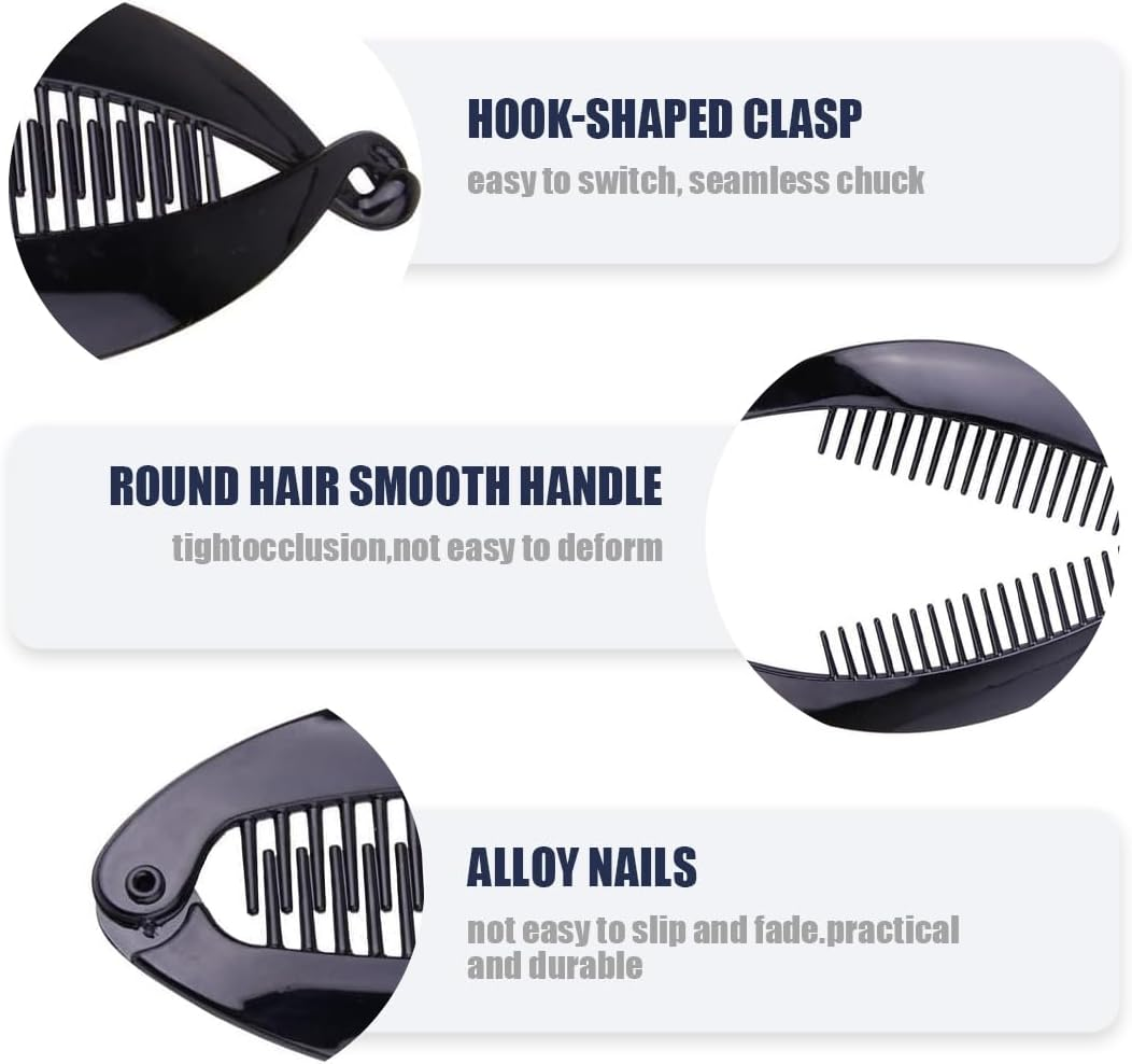 Pack of 5 Vintage Fishtail Hair Clips, Banana Clips, Non-Slip Hair Clip, Curly or Straight Hair, for Decoration or Solid Hair image number 3