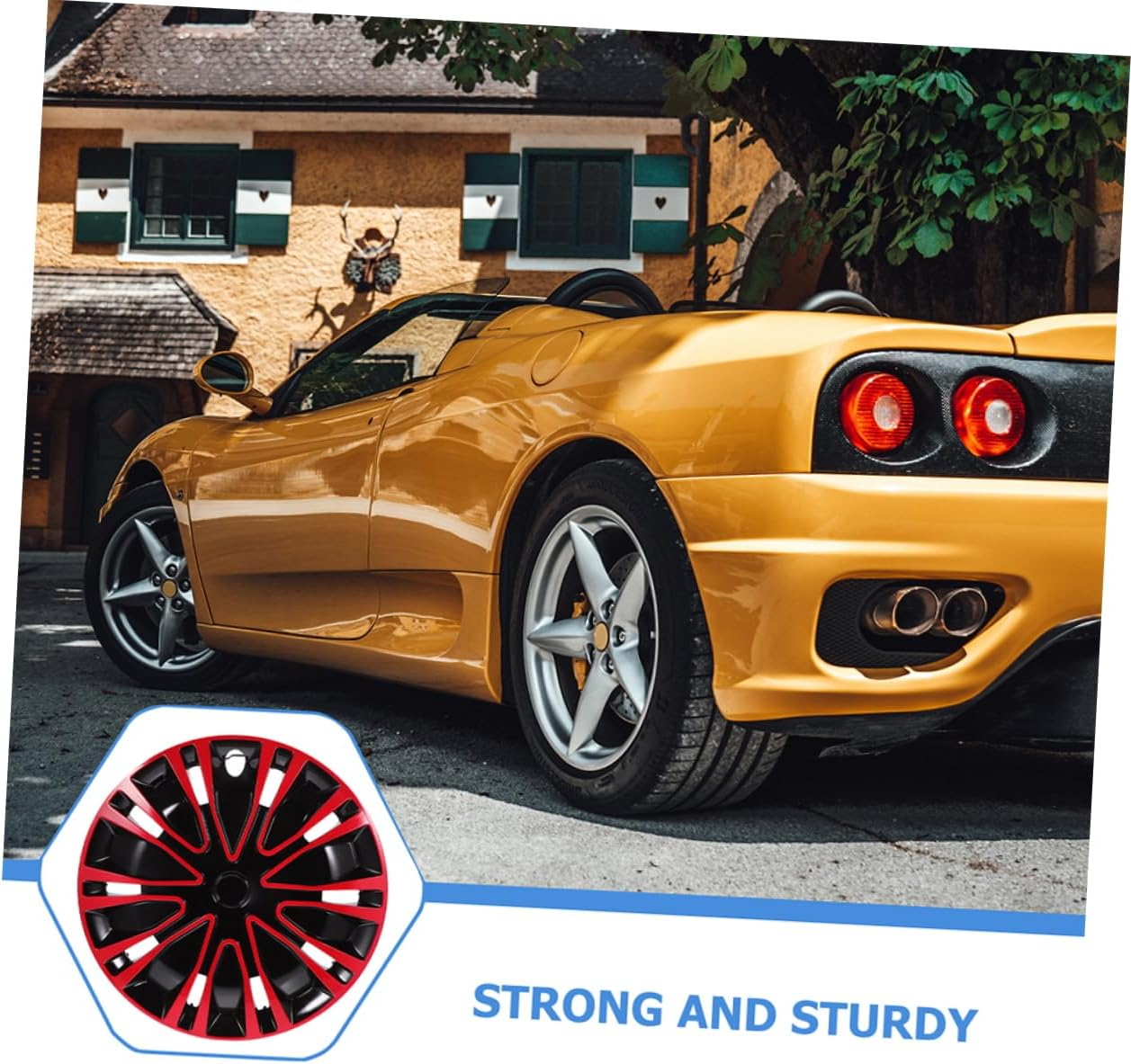 ABOOFAN 16 Inch Universal Car Wheel Hub Cap Red Black Wheel Cover Automotive Decorative Rim Hubcap image number 4