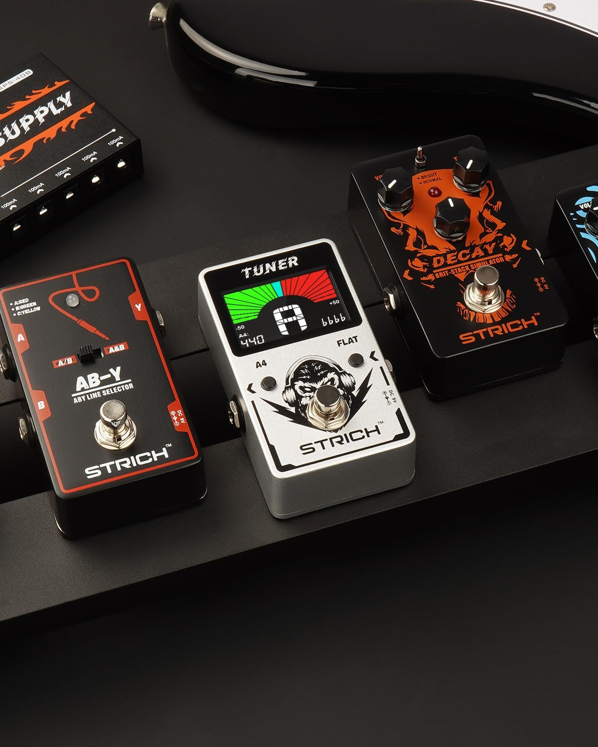 STRICH Guitar Tuner Pedal with Large Color Screen, Precision Chromatic Tuning, 430-450Hz A4, True Bypass for Electric Guitar and Bass, Silver