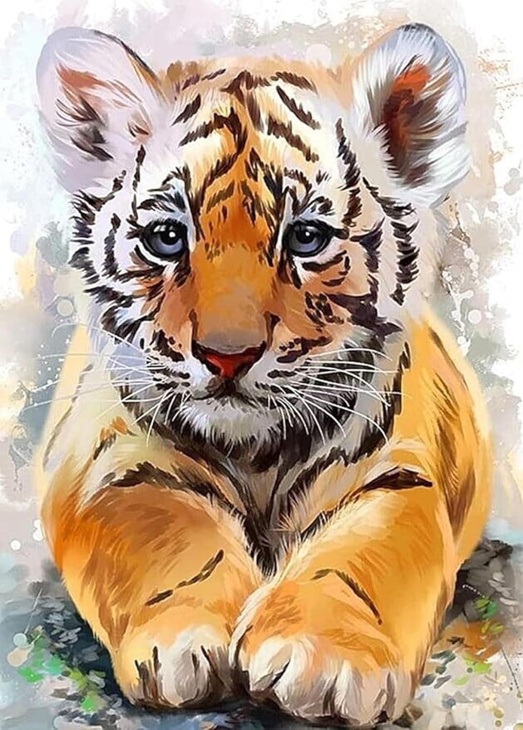 Syntego 5D DIY Diamond Painting Art for Adults 40 X 30Cm, round Crystal Rhinestone Canvas S for Arts and Crafts & Wall Decor (Baby Tiger)