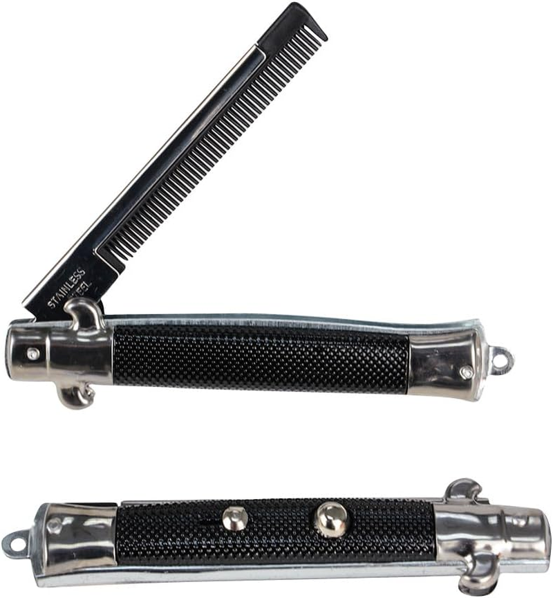 Rhode Island Novelty 9" Stainless Steel Switch-Blade Folding Pocket Comb (1-Unit) image number 1