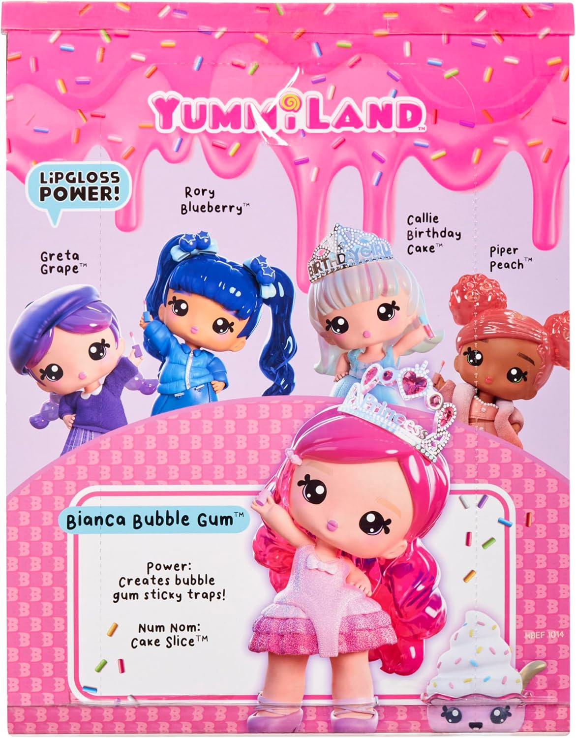 Yummiland Large Doll and Num Nom Lipgloss Pet - Bianca Bubblegum and Cake Slice - Scented Character Doll with DIY Lipgloss Kit - Suitable for Kids Ages 4+ image number 2