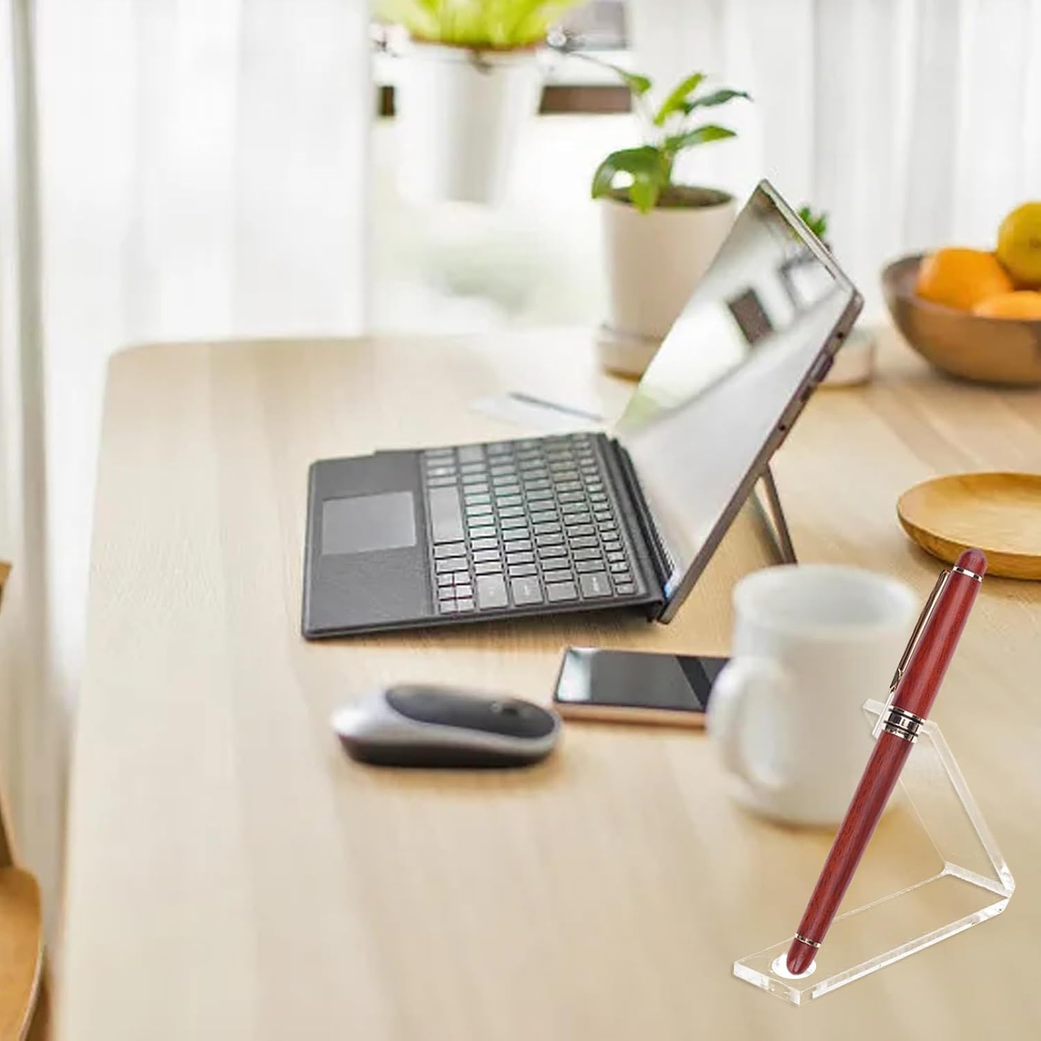 Honbay 4PCS Acrylic Single Pen Holder Stand Clear Pencil Display Stands Makeup Brush Rack Organizer for Home School Office Use or Eyebrow Eyeliner Paintbrush Display image number 5