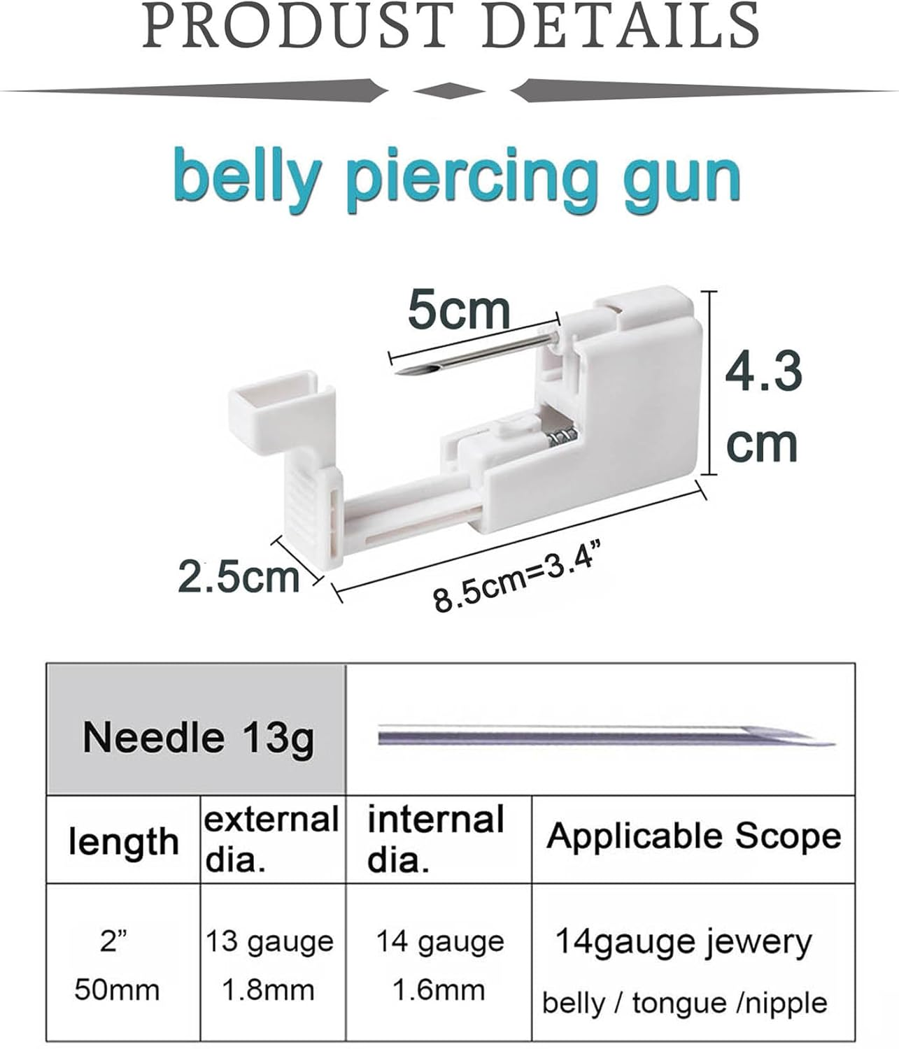 QWALIT Titanium Belly Button Piercing Kit Gold Belly Button Piercing Kits Self Belly Piercings Gun with Surgical Steel Implant Grade Titanium Belly Rings at Home Hypoallergenic Navel Ring Heart, Metal image number 1