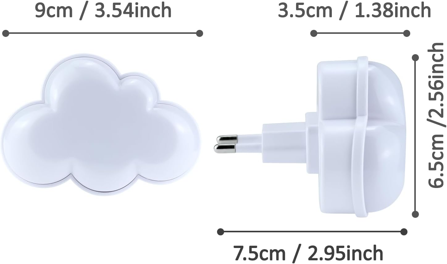 Wetry LED Cloud Night Light, Baby Night Lamp with Twilight Sensor for Bedroom, Stairs, Hallway, Kitchen, Toilet, Newborn Gift Boys Girls (2) image number 6