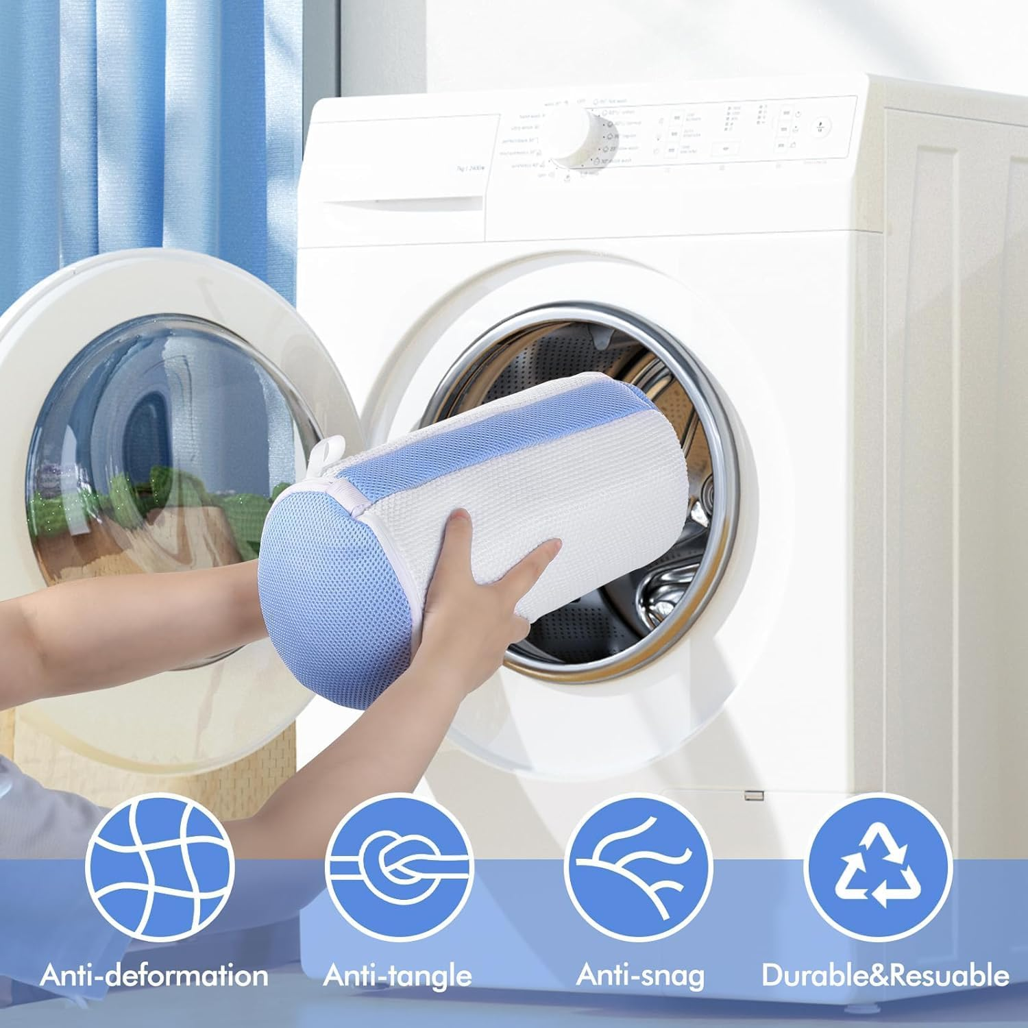 Luxear 2Pcs Shoe Washing Machine Bags, Laundry Bag for Shoes Washer and Dryer, Reusable Shoe Cleaning Bag Fluffy Fiber Inside, Sneaker Mesh Laundry Bags for All Shoes, Large Size, 18 X 33CM - Gray image number 4