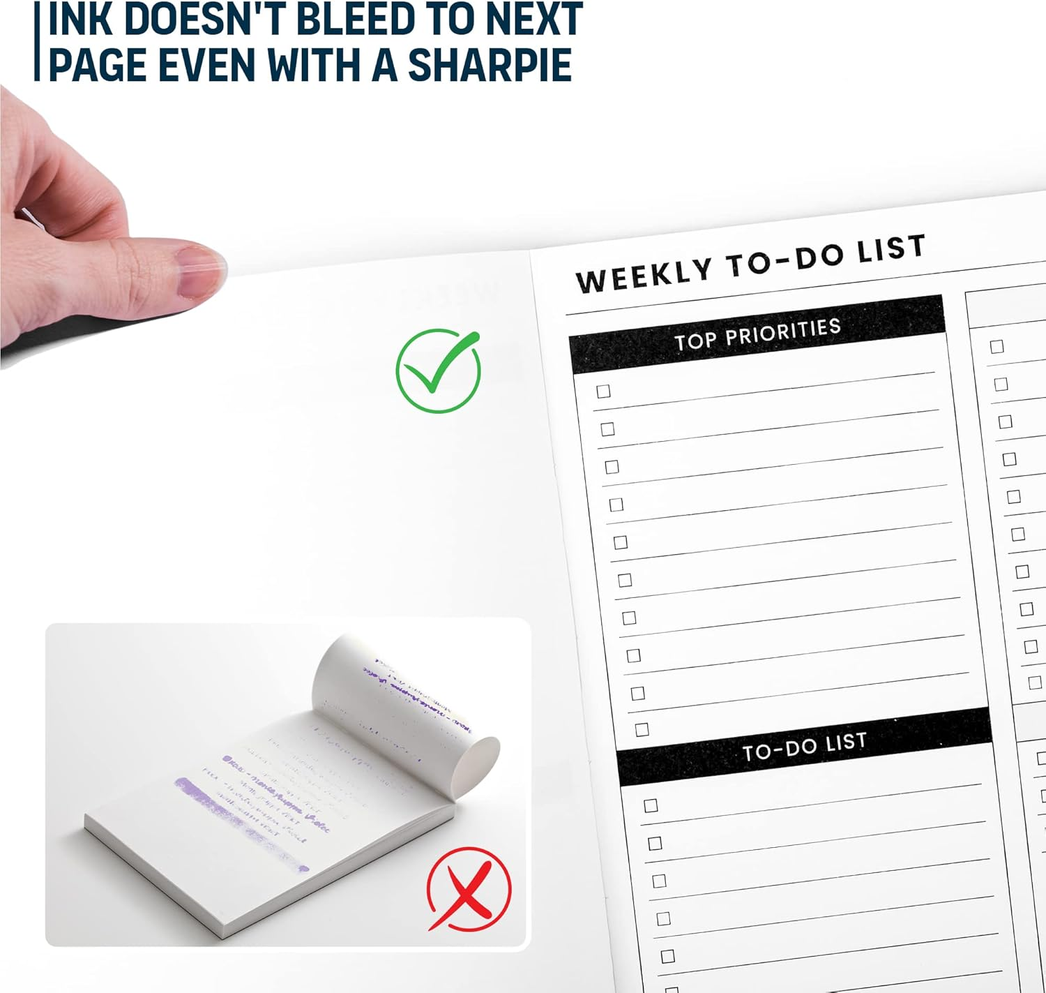 Weekly Planner Pad: to Do List Desk Notepad with Multiple Sections - 8.5X11" 52 Sheets - Undated Tear off Notebook Calendar - Habit Planning Tracker, Task Goal Checklist Organizer - Agenda Plan Pad image number 6