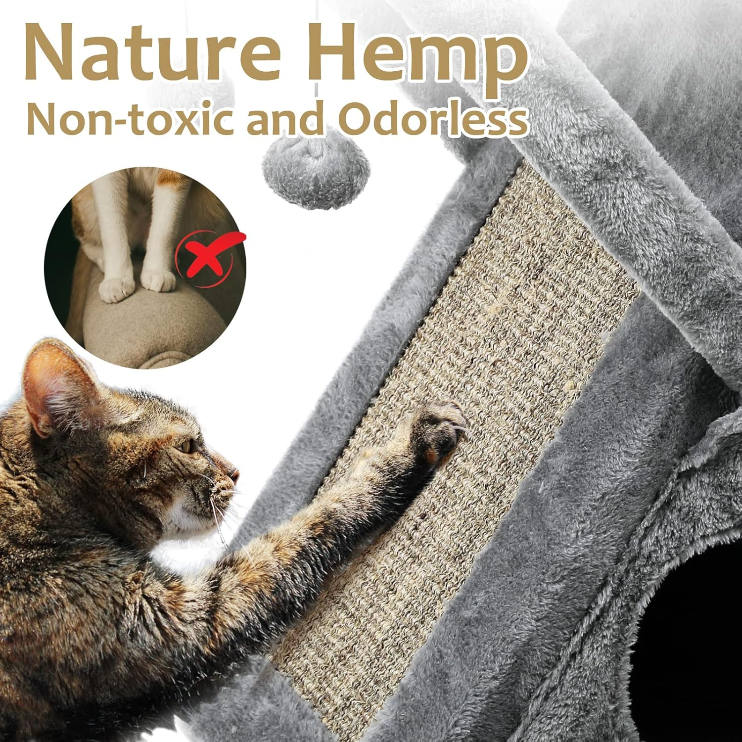 Worth Garden Collapsible Storage Type Cat Tree, Includes Cozy Bed & Condo for Your Cat with Self Grooming Brush, Home Pet Furniture and Fun Cats Toys (Grey, Size 1)