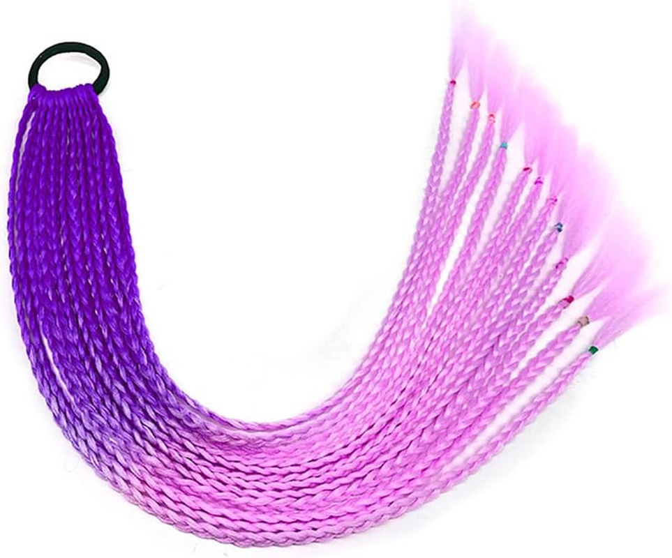 1X Ponytail Long Braids Colorful Band Pigtail Synthetic Braided Hair Extension #F image number 3