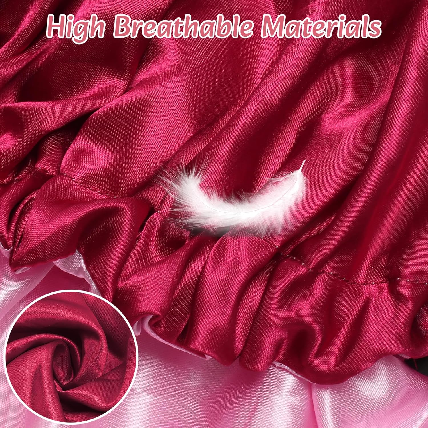 Euqvunn Pack of 2 Silk Bonnet for Sleeping, Adjustable Silk Sleep Cap with Wide Elastic Band, Double-Sided in Two Colours, Protection for Long/Straight/Curly Hair (Black Red)