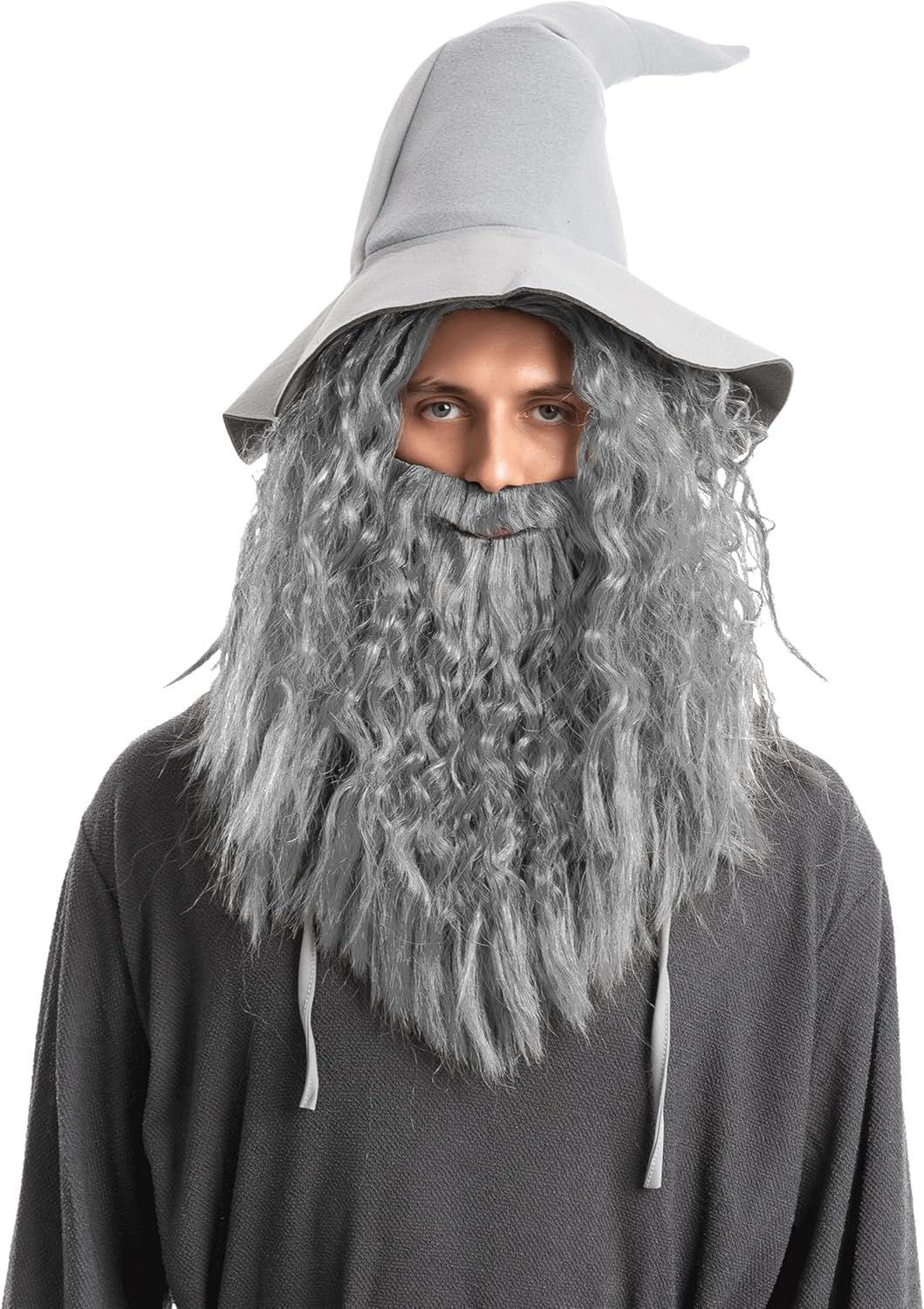 Spooktacular Creations Men'S Grey Wizard Wig with Beard Halloween Wig for Adults Cosplay Party Accessories image number 1
