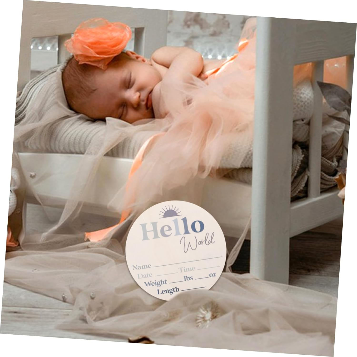 Sosoport Wooden Baby Milestone Discs Newborn Name Sign Baby Announcement Sign Monthly Growth Record Photo Props for Newborns Shower Decorations image number 1