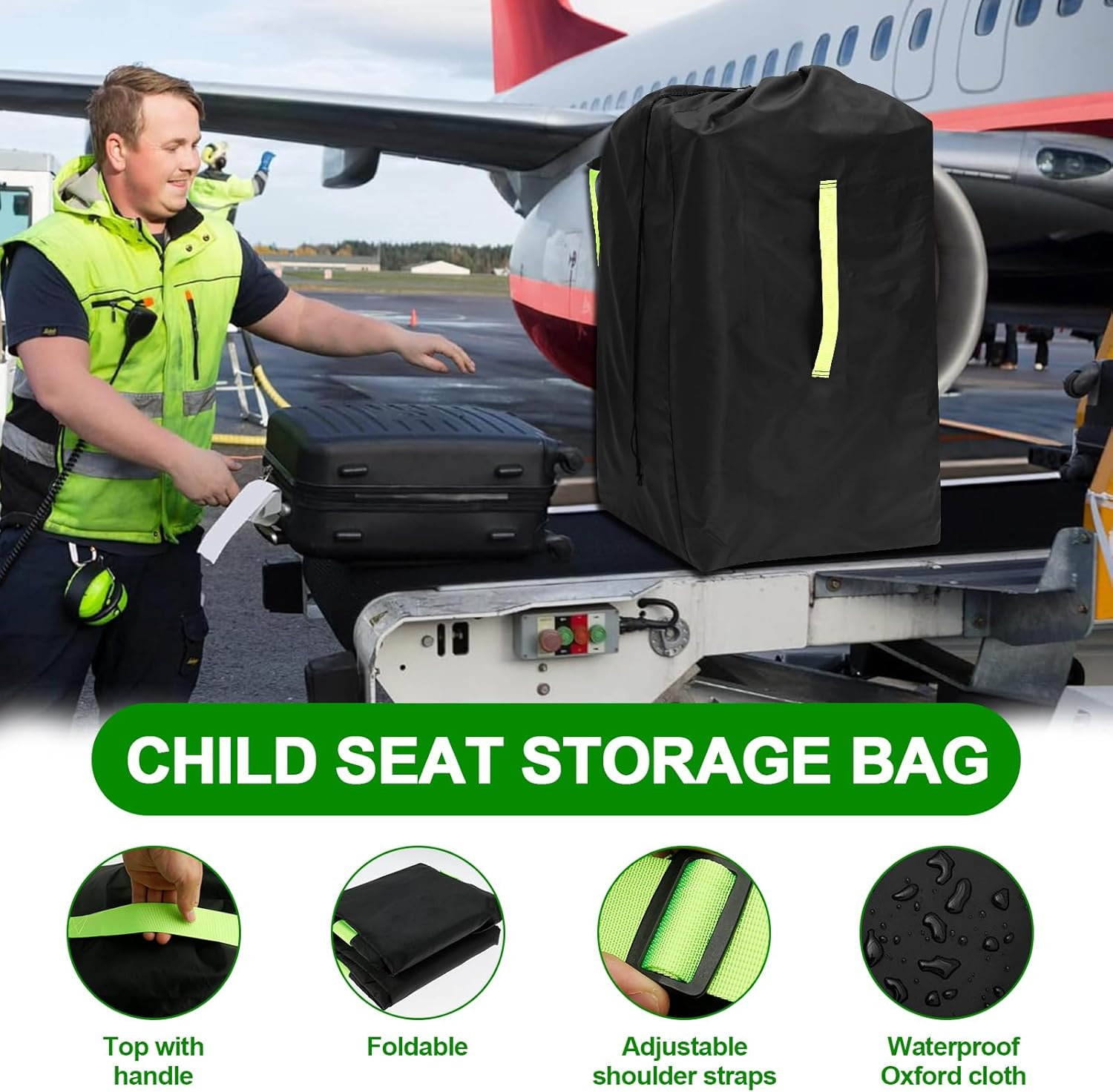 XXLAUBBD Stroller Bag for Airplane - Waterproof Oxford Cloth Stroller Travel Bag with Adjustable Shoulder Strap Practical Travel Accessories for Double Strollers Car Train image number 4