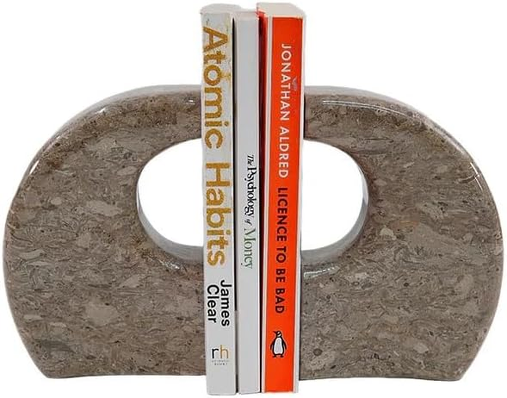 Radicaln Marble Oceanic Curve Bookends &ndash; Handmade Stylish Decorative Heavy Book Holders for Bookshelves, Office & Home Organization image number 1
