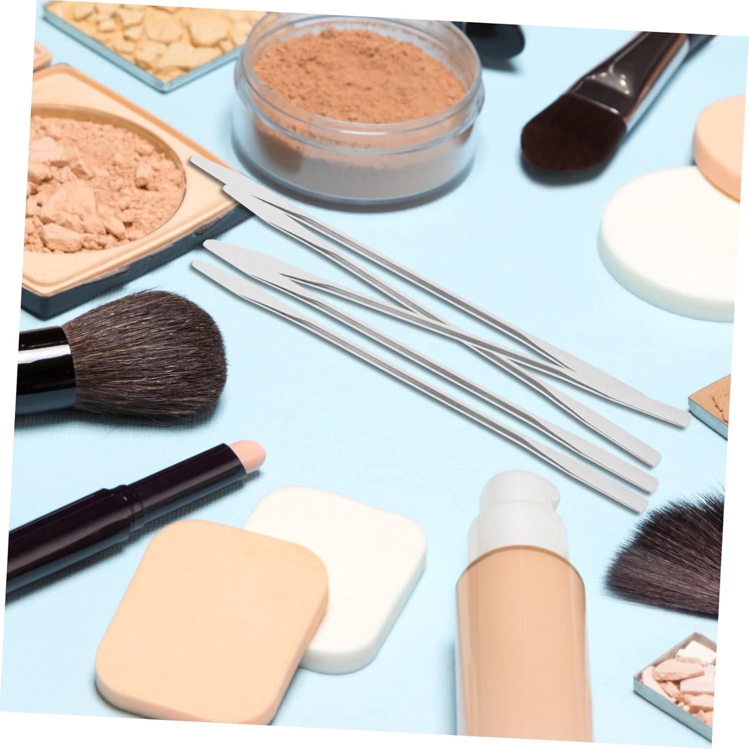 Gatuida 5Pcs Stainless Steel Makeup Spatula Cosmetic Mixer Tool for Foundation Stirring Professional Long Spatula for Makeup Mixing image number 2