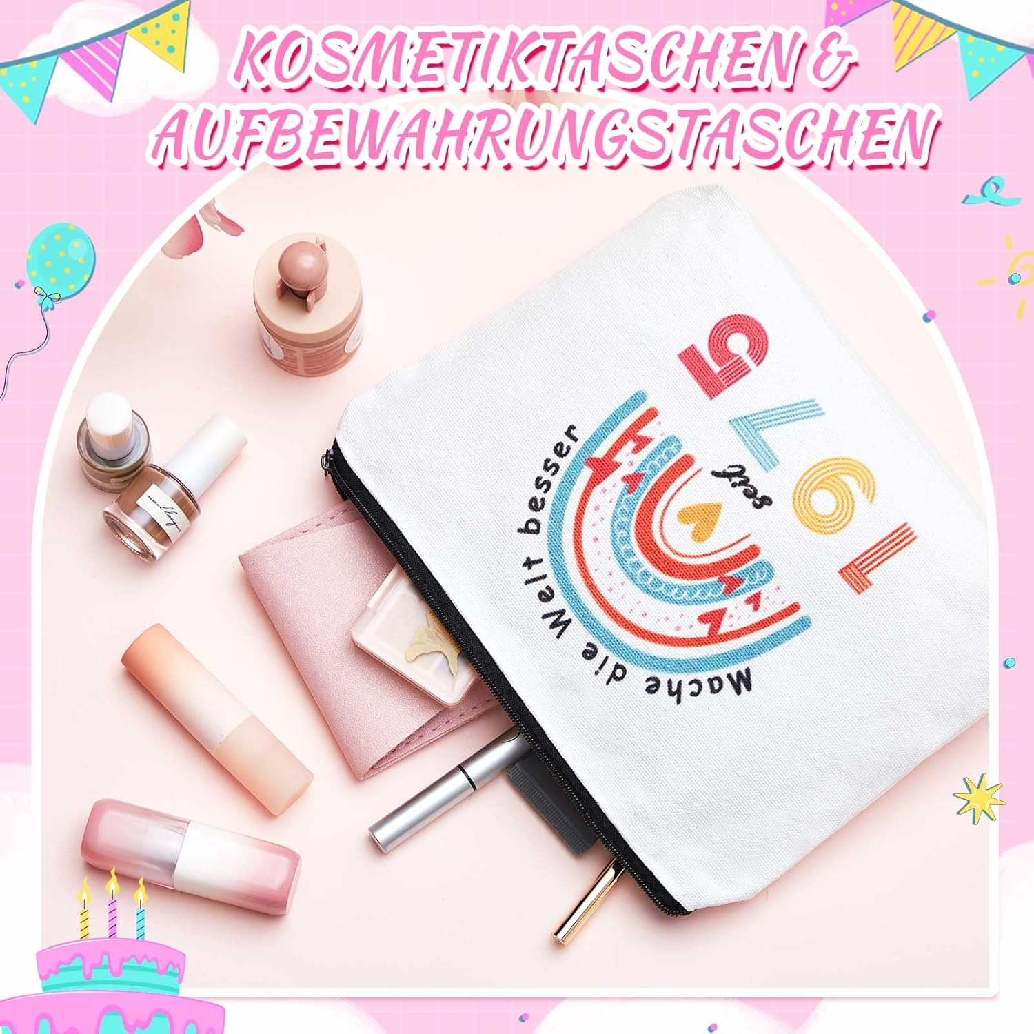 Xuniea Funny Birthday Gifts for Women Including Cosmetic Bag and Birthday Socks Makeup Bag and Stockings Women image number 3