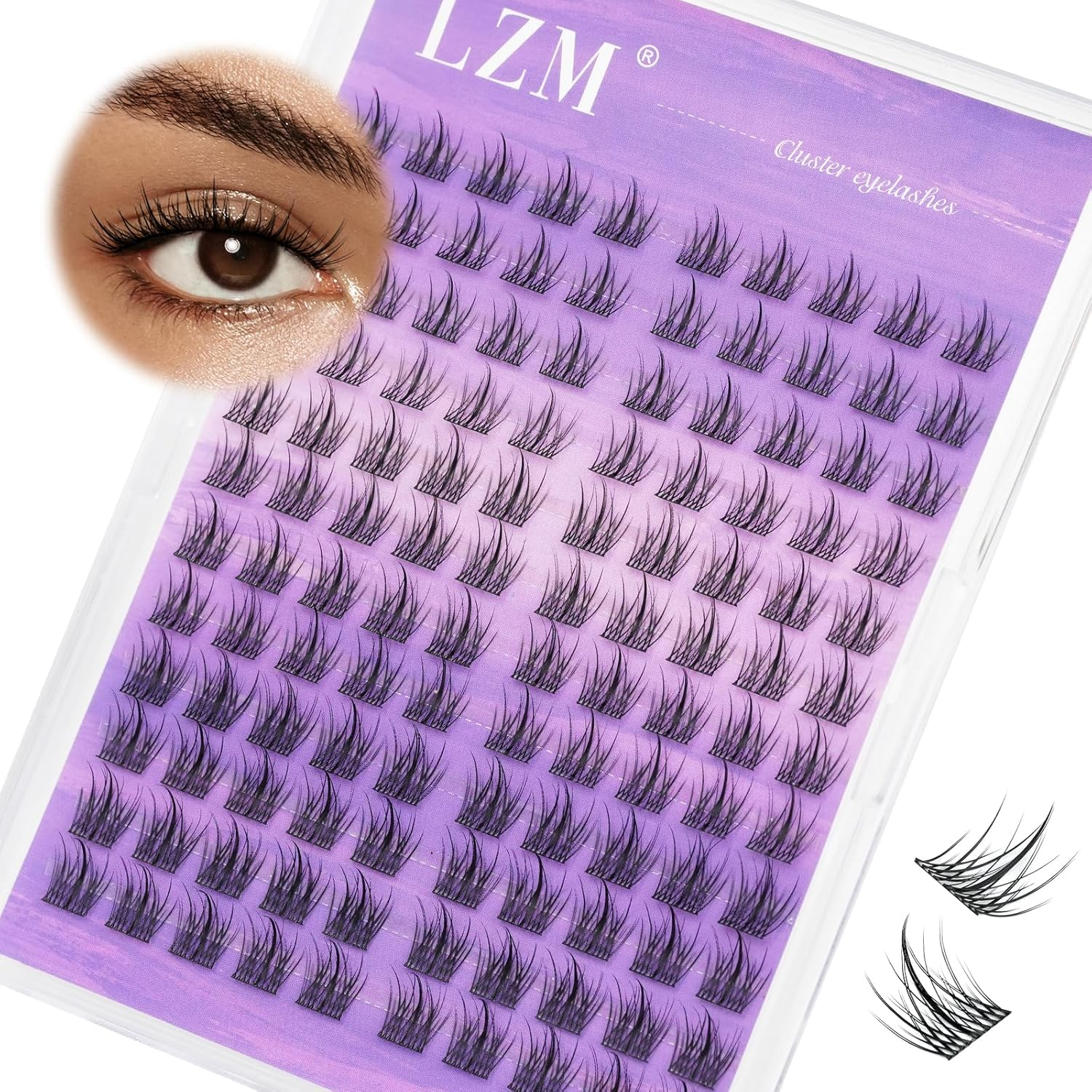 LZM Individual Manga Eyelashes 144PCS 8-16Mm C Curl Natural Thin Strip Reusable Individual Eyelash Extensions Manga Cluster Lashes (DL02-C-MIX) image number 1