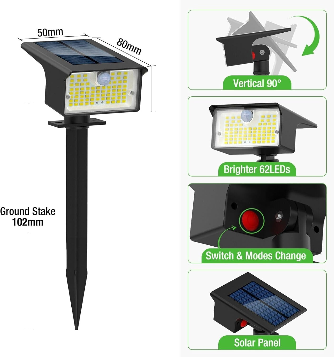 [3PCE] Litogo Solar Spot Light Cool White - Bright Outdoor Landscape Lighting image number 2