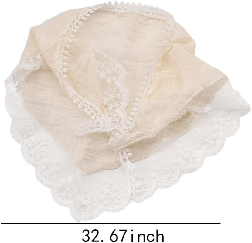 White Lace Bandana Hair Scarf Headwear French Headband Hairband for Women Girls Dog Triangular Head Wraps Head Covering Hair Bandanas Tie Hair Scarves Holiday Vacation Hair Accessories image number 4