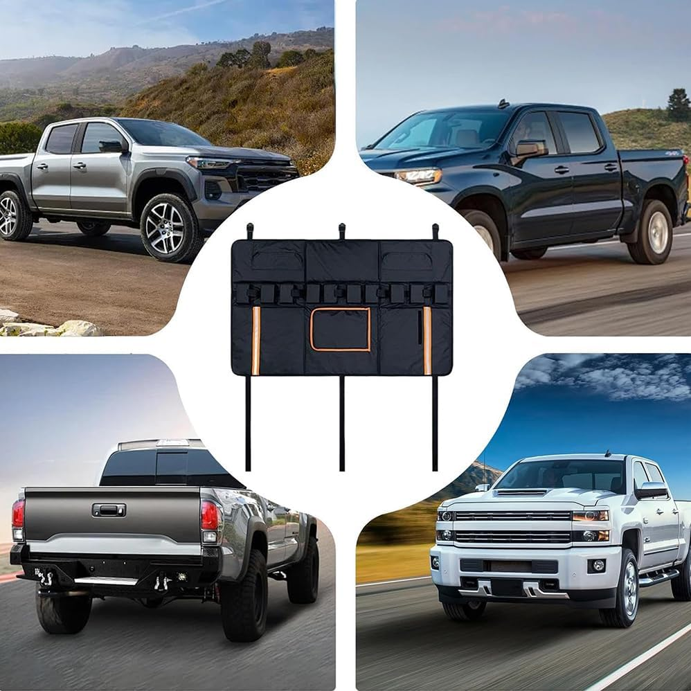 Pickup Truck Tailgate Protection Pad,Waterproof Truck Tail Gate Cover,Heavy Duty Bikes Transport Cushion,Portable Tailgate Protector with Reflective Strips for Outdoor Biking Safety Accessory image number 1