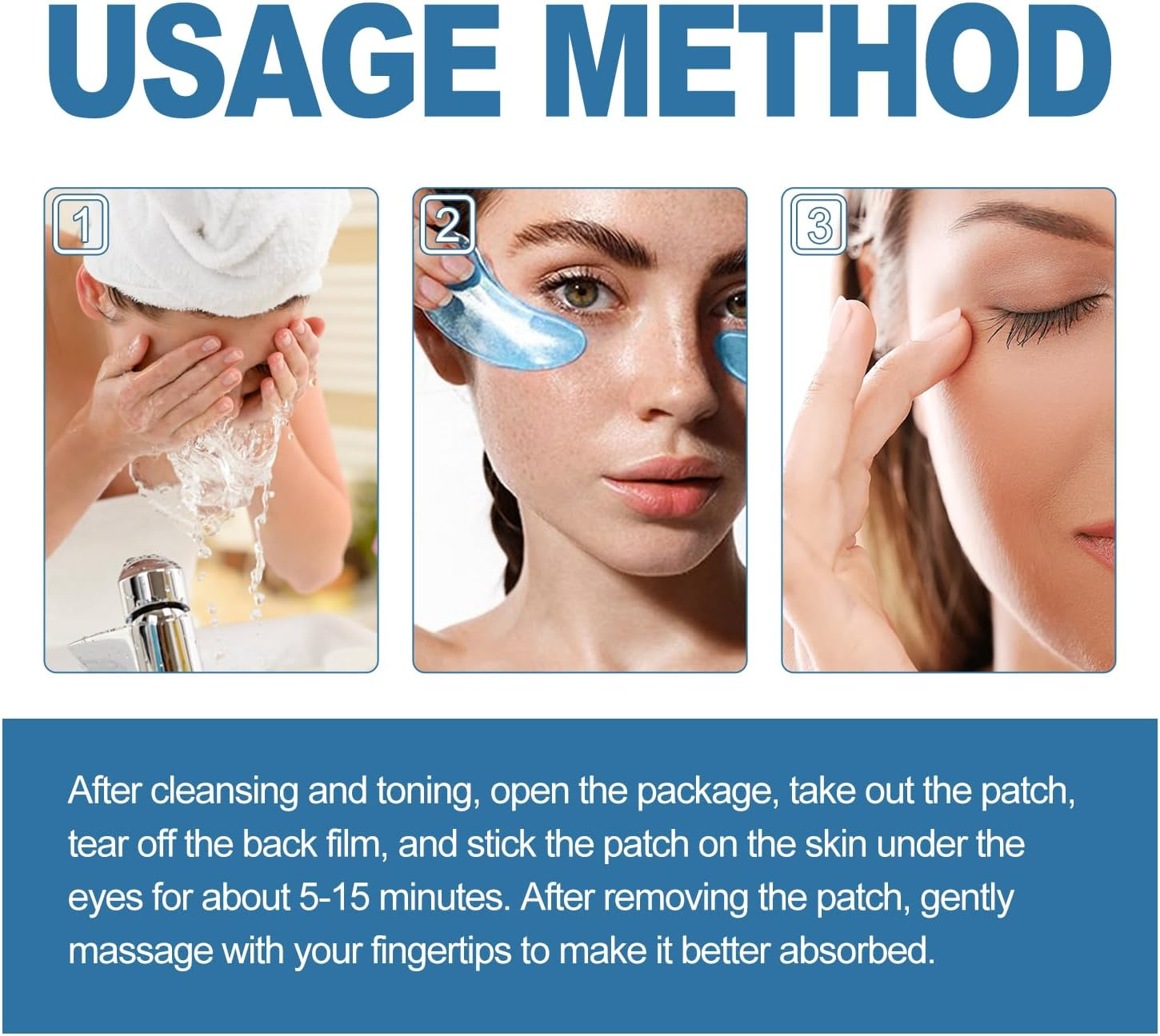 Marine Collagen Eye Gels under Eye Mask for Puffy Eyes Dark Circles with Hyaluronic Acid Pearl Extract Hydrating Eye Patches Appliable for Tired Skin Anti-Wrinkle Rejuvenation image number 3