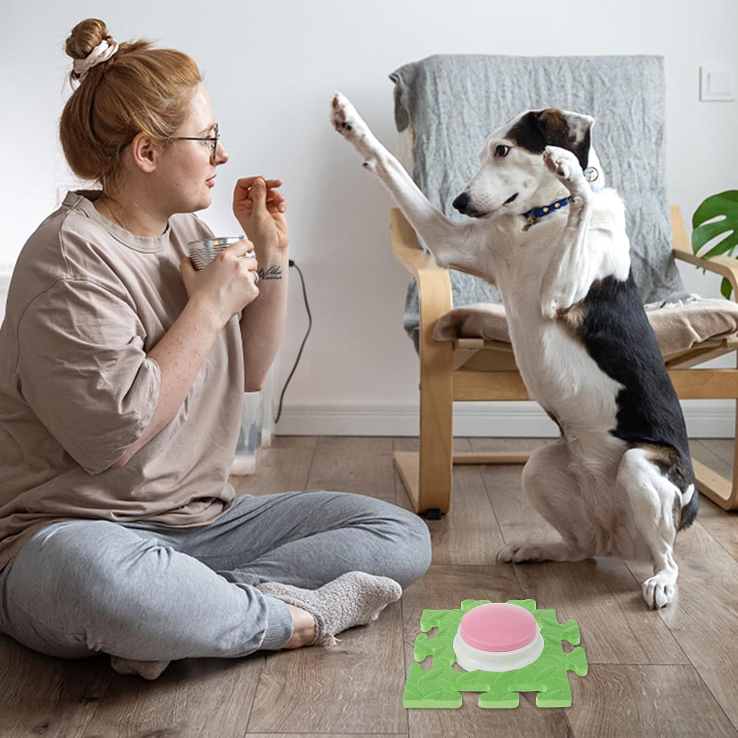 DJAPWPX 4Pcs Dog Talking Button 4 Colors Recordable Dog Training Buttons 30 Seconds Voice Recording Reusable Dog Training Buzzers Voice Recording Button with Anti-Slip Mat for Pet Dog Study Office image number 6