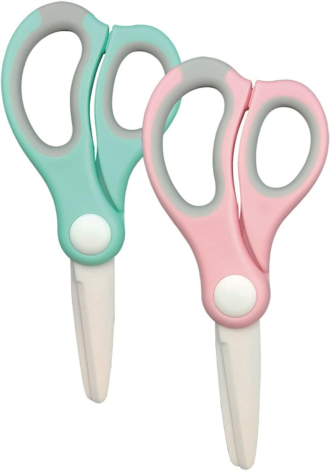 Ceramic Scissors for Baby Food,Safety Healthy BPA and Lead Free Portable Toddler Shears with Protective Blade Cover and Travel Case, 2 Pack（Pink and Green） image number 3