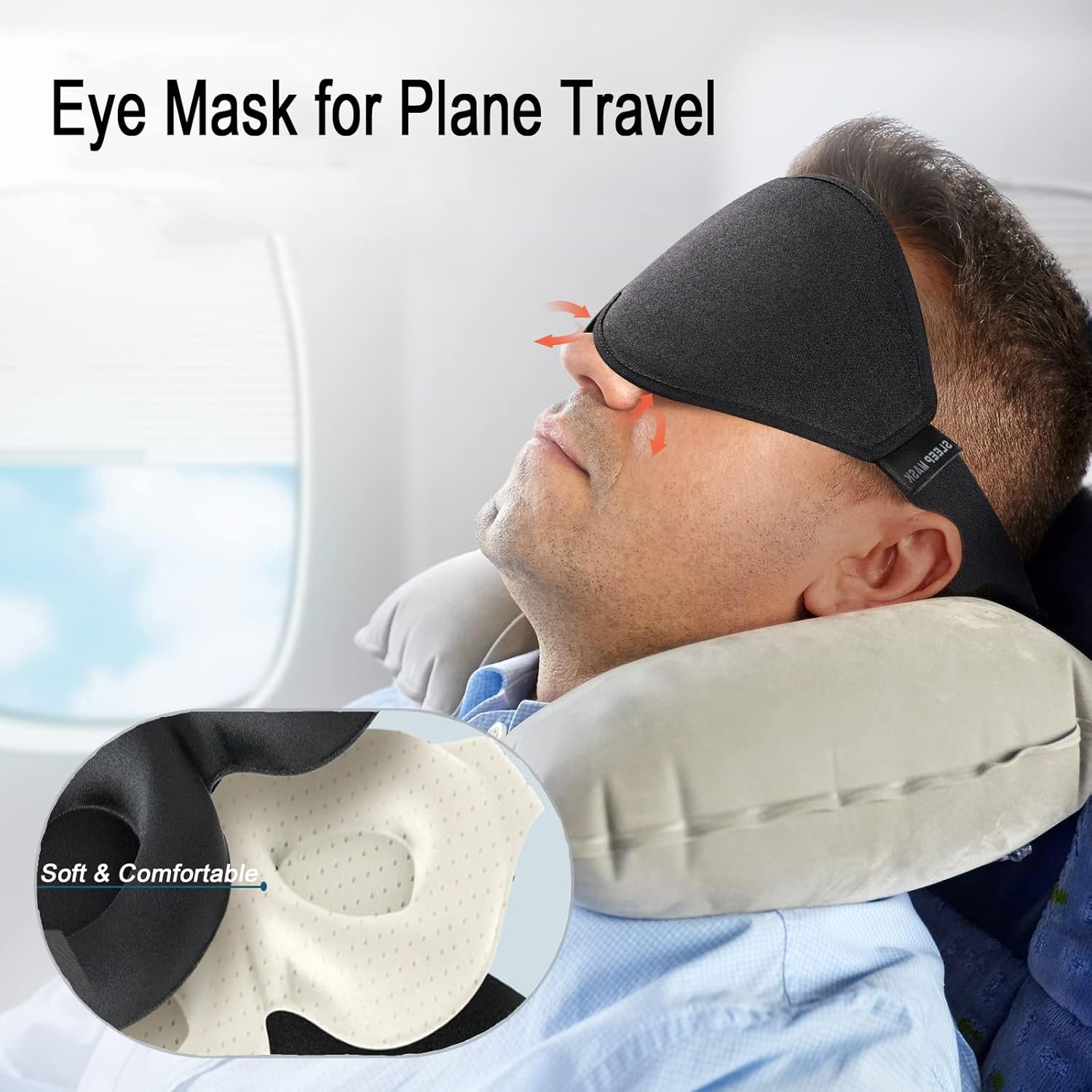 Sleep Mask for Side Sleeper Women Men - Pylzodsi Soft Breathable 3D Contoured Cup Blackout Eye Mask for Sleeping, Sleep Eye Mask with Adjustable Elastic Strap for Flight Travel Nap image number 2