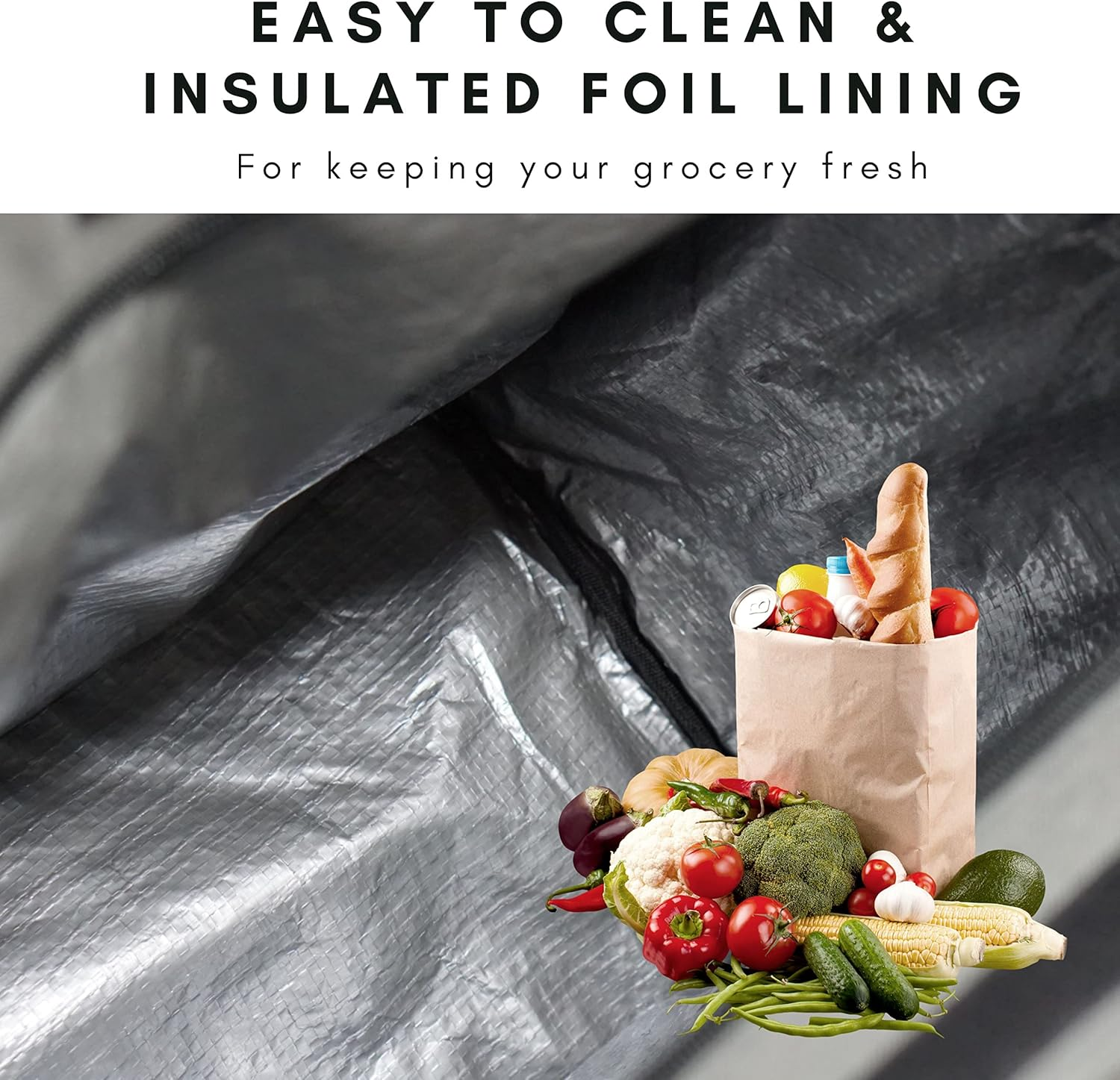 Vincita Jess Bicycle Grocery Pannier - Bike Shopping Bag for Urban Commuter with Large Capacity, Handle and Reflective Spots- Modern Stylish Design for All Bikes (Gray) image number 6