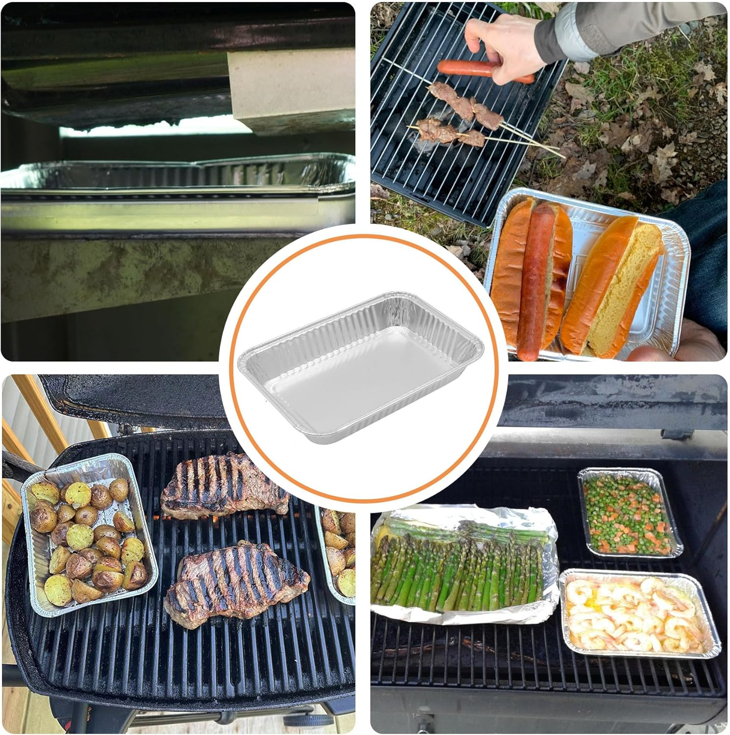 Grease Tray Liners Compatible with Weber 6415 Grill Drip Pans, Disposable Aluminum BBQ Grease Tray Liners Fits for Weber Spirit, Genesis and Genesis II LX 200/300 Series, 20 Pack, 21.6Cm X 15.2Cm image number 2