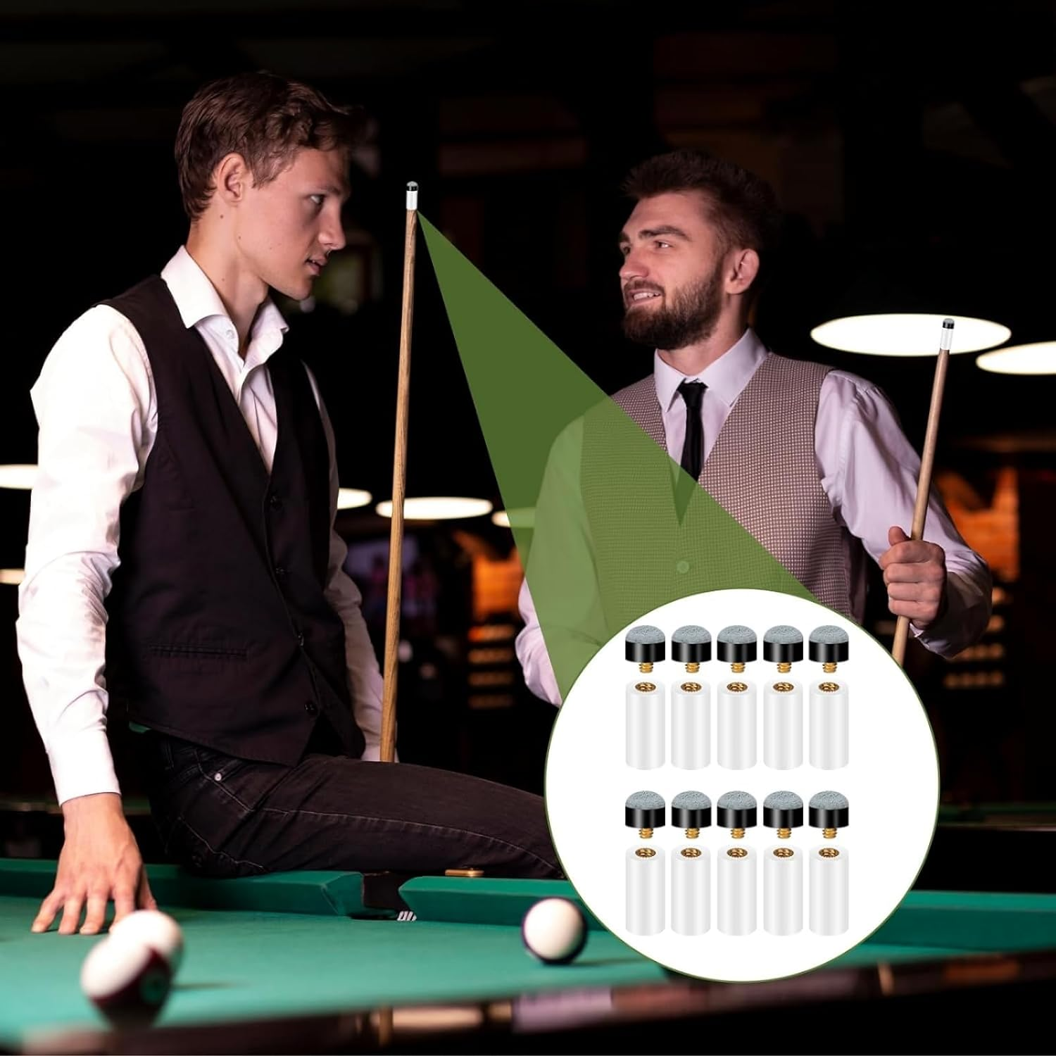 GAIVEK 10 Sets Soft Billiard Cues Tips Replacement with White Pool Cue Stick Ferrules, Screw on Pool Cue Tips Pool Stick Tips Replacement Parts Stick Repair Tool Set, 12Mm (Grey) image number 4