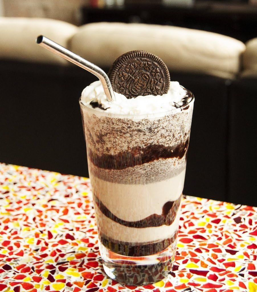 EKIND Stainless Steel Reusable Bent Drinking Straws and Cleaning Brush Set (Set of 4) image number 3