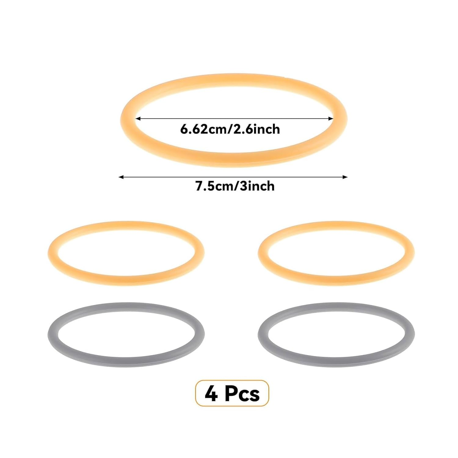 4 Pack Patella Knee Straps for Pain Relief Patella Fine Bands for Knee Pain Relief, Elastic Patellar Knee Brace Strap Fixed Knee Stabilizer Rings for Basketball Running Soccer Hiking Jumpers (Orange & Grey) image number 3