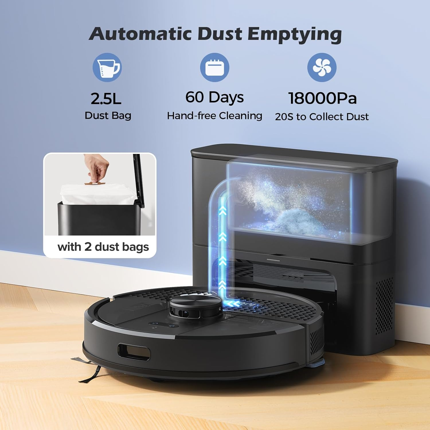 Lubluelu Robot Vacuum Cleaner and Mop, 5500Pa Robot Vacuum with 2.5L Self Emptying Station, Hands-Free up to 60 Day, Lidar Navigation, Wifi/App/Alexa, 3 in 1 Robotic for Pet Hair Hard,Floor,Carpet image number 4