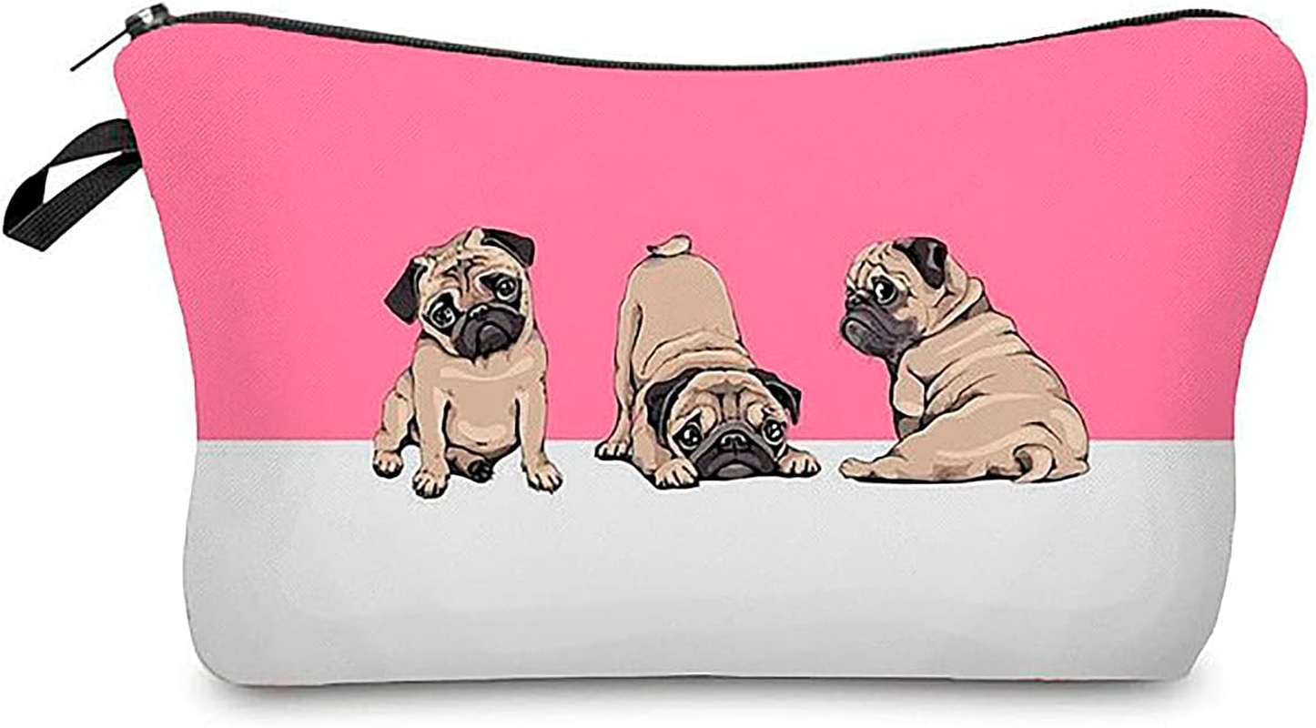 Fashionable Toiletry Bag, Cosmetic Bag, Make-Up Bag, Water-Repellent, Original Print Motifs for Travel, Holidays and Everyday Use, Three Baby Pugs image number 2