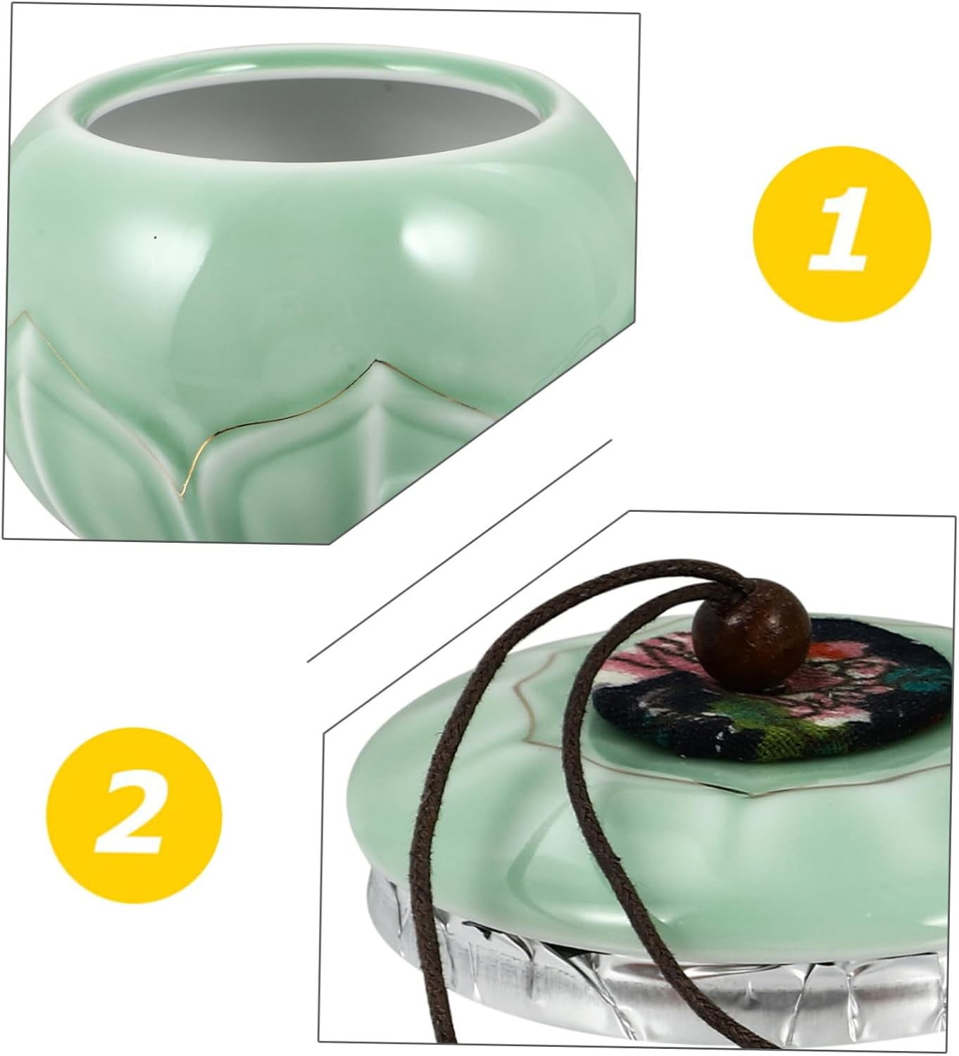 LABRIMP Lotus-Painted Gold Tea Can Creative Tea Storage Pot Sealed Jar for Home Office Use for Canister and Food Storage Needs image number 6