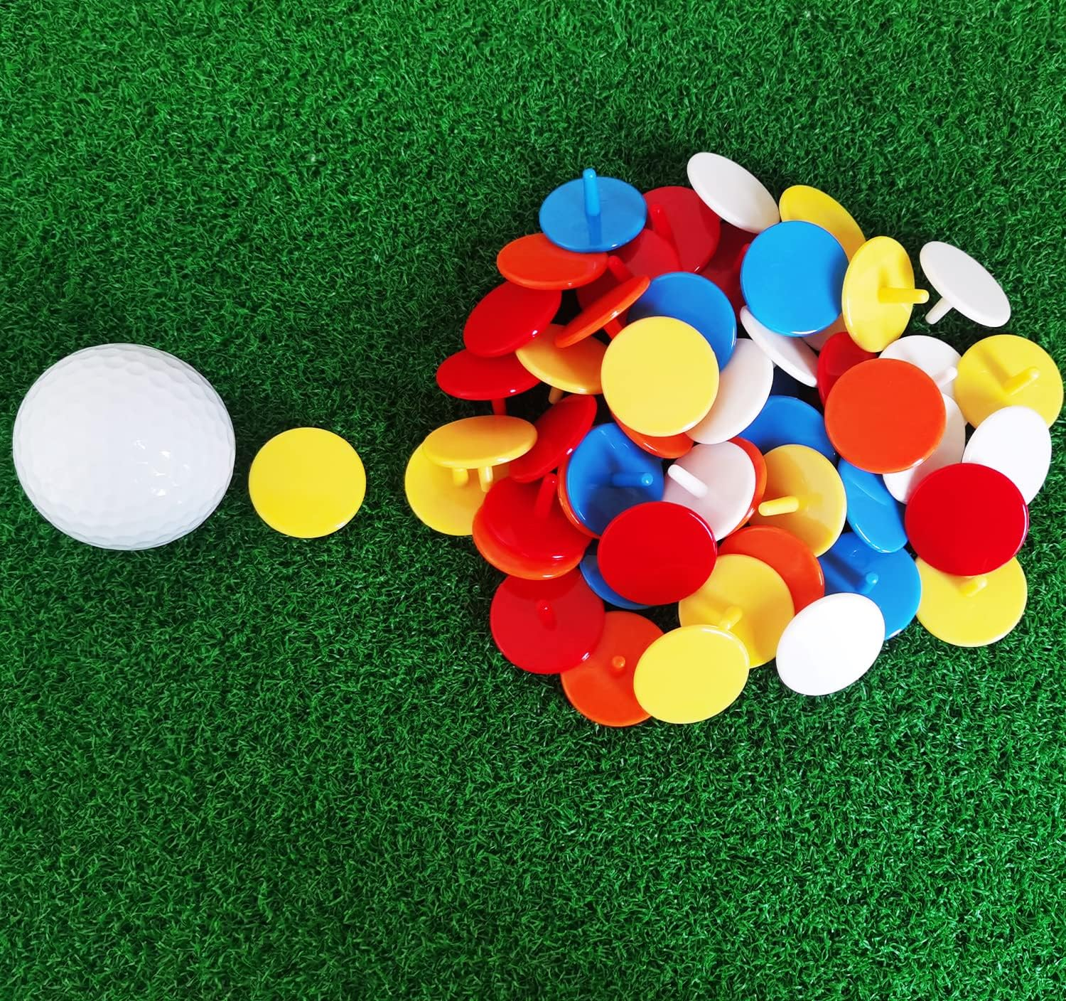 Golf Ball Markers 50 100 Pcs Plastic Position Ball Marker Quarter Size 0.94 Inch Flat Golf Ball Marker Mix Colour image number 3
